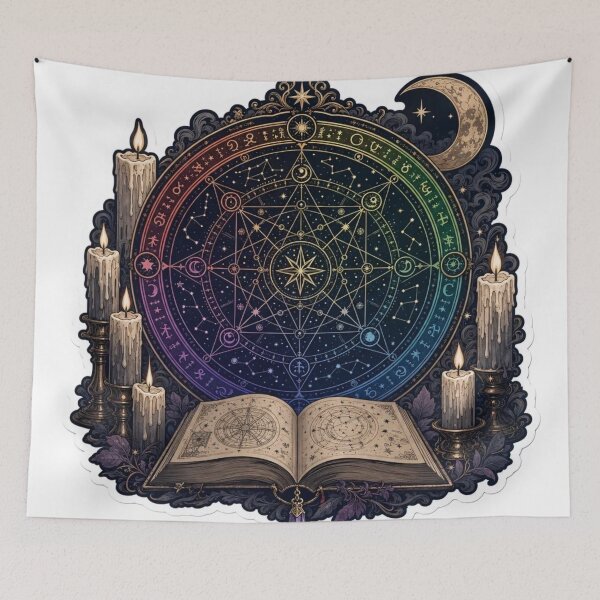 Item preview, Queer Witch Spell Circle Rainbow Runes Candles Books Dark Academia LGBTQ Emblem designed and sold by StickyGuys.