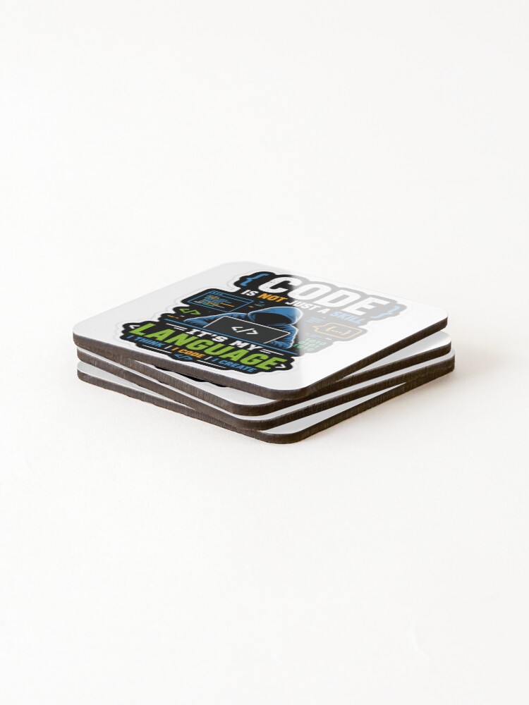 Thumbnail 4 of 5, Coasters (Set of 4), Code for Coder designed and sold by Kushwaha18.