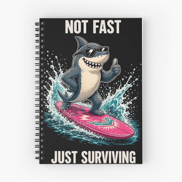 Item preview, Not Fast Just Surviving Funny Surfing Shark vintage designed and sold by CF_VintageDesign.