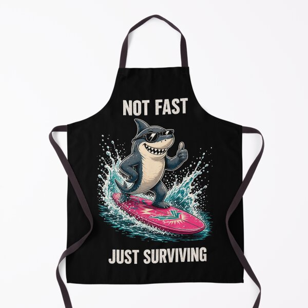 Item preview, Not Fast Just Surviving Funny Surfing Shark vintage designed and sold by CF_VintageDesign.