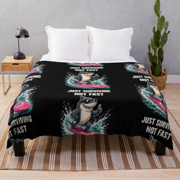 Item preview, Not Fast Just Surviving Funny Surfing Shark vintage designed and sold by CF_VintageDesign.