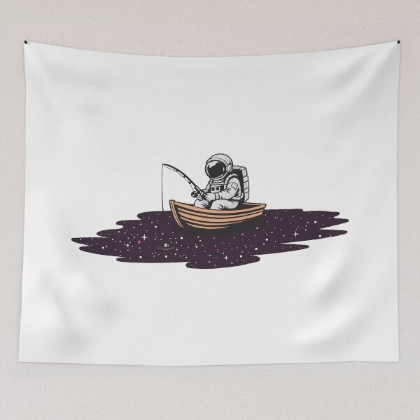 Item preview, Space fishing astronaut - Surreal cosmic fishing artwork designed and sold by messy-nessie.