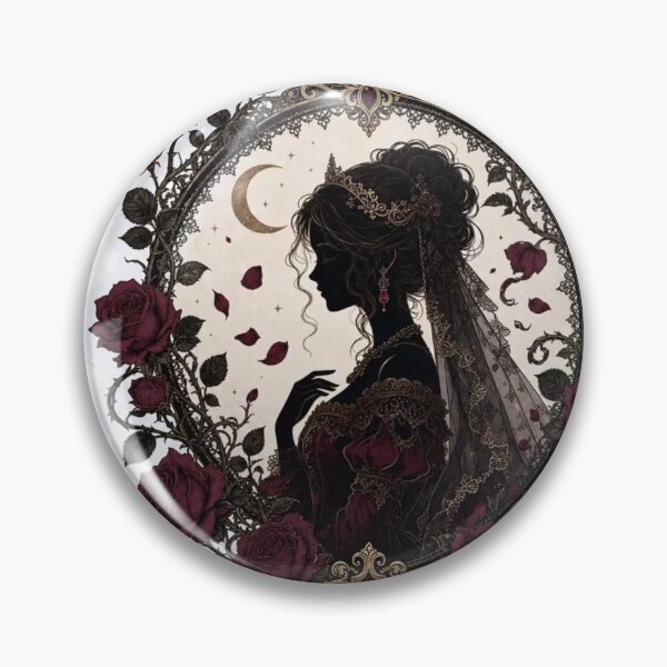 Item preview, Gothic Dark Fairy Tale Lace Thorn Rose Storybook Silhouette Romantic Emblem designed and sold by StickyGuys.