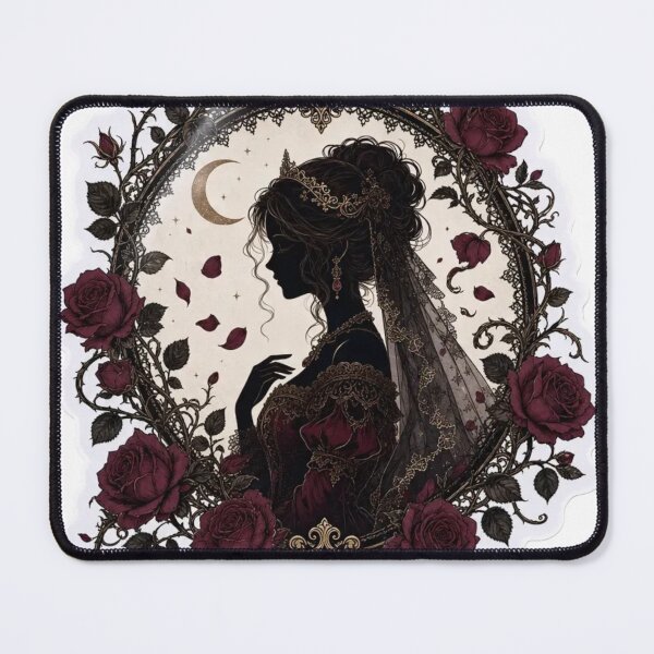 Item preview, Gothic Dark Fairy Tale Lace Thorn Rose Storybook Silhouette Romantic Emblem designed and sold by StickyGuys.