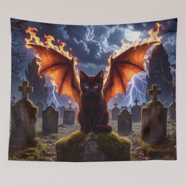 Item preview, Dragon Kitten in a Graveyard designed and sold by Lava Tigers Art.