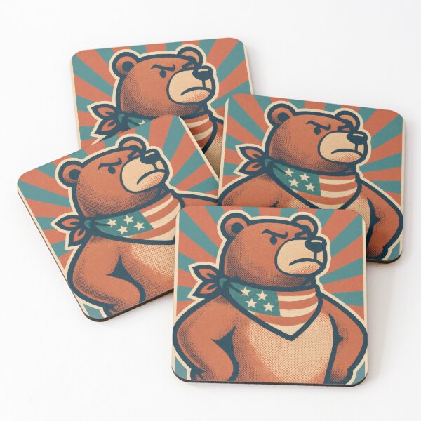 Item preview, Retro Pop Art Poster | Stand Strong Patriotic Bear | Bold American Flag Illustration | Vintage USA Freedom Wall Art designed and sold by PaintedPixels01.