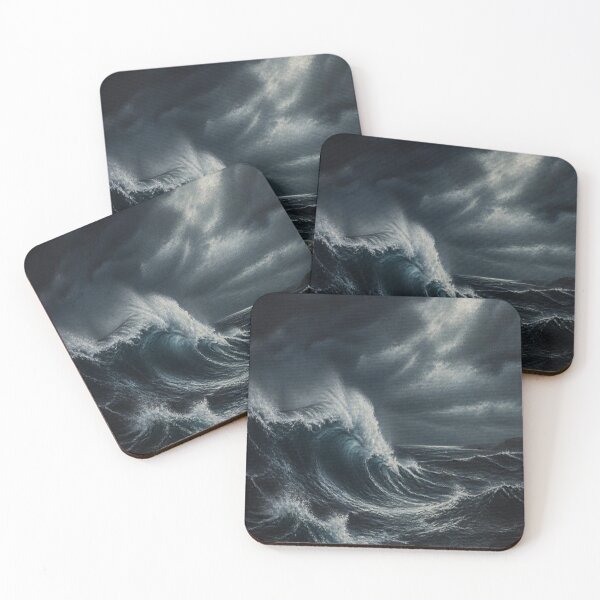 Item preview, Moody Stormy Ocean Waves Cinematic Heavy Sea Photo Poster designed and sold by Gameshalah's Designs Hub.