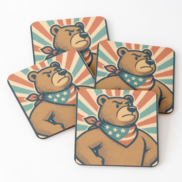 Item preview, Retro Pop Art Poster | Stand Strong Patriotic Bear | Bold American Flag Illustration | Vintage USA Freedom Wall Art designed and sold by PaintedPixels01.