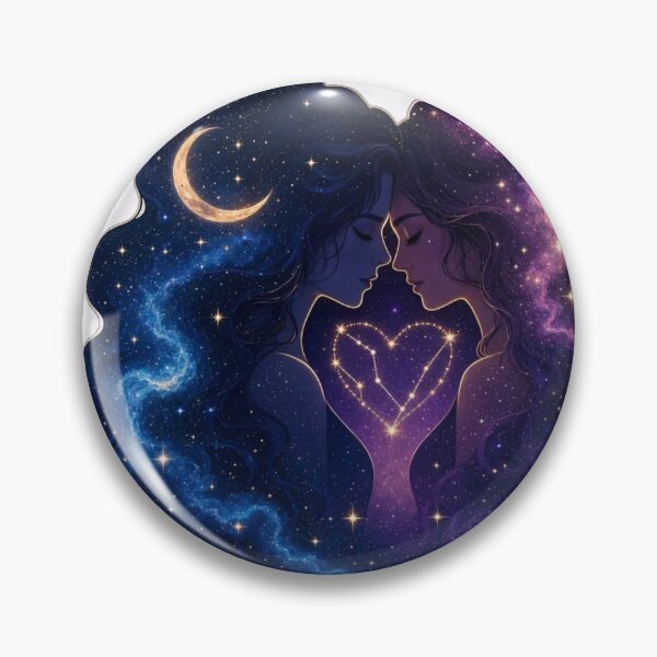 Item preview, Celestial Cosmic Sapphic Lovers Galaxy Hair Constellation Heart Lesbian Romance Emblem designed and sold by StickyGuys.