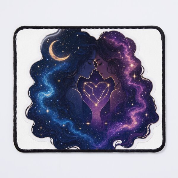 Item preview, Celestial Cosmic Sapphic Lovers Galaxy Hair Constellation Heart Lesbian Romance Emblem designed and sold by StickyGuys.
