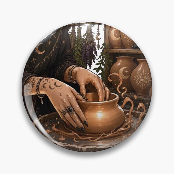 Item preview, Maker Witch Pottery Studio Ceramic Wheel Clay Magic Candlelit Craft Artist Emblem designed and sold by StickyGuys.