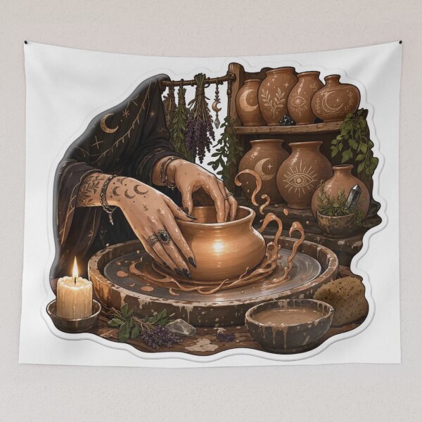 Item preview, Maker Witch Pottery Studio Ceramic Wheel Clay Magic Candlelit Craft Artist Emblem designed and sold by StickyGuys.