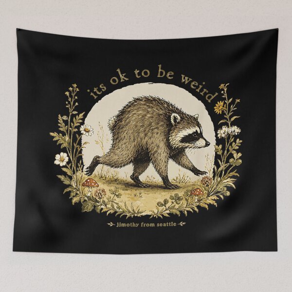 Item preview, Its Ok To Be Weird Raccoon Woodland Animal Nature Gift designed and sold by Hugosploosh.