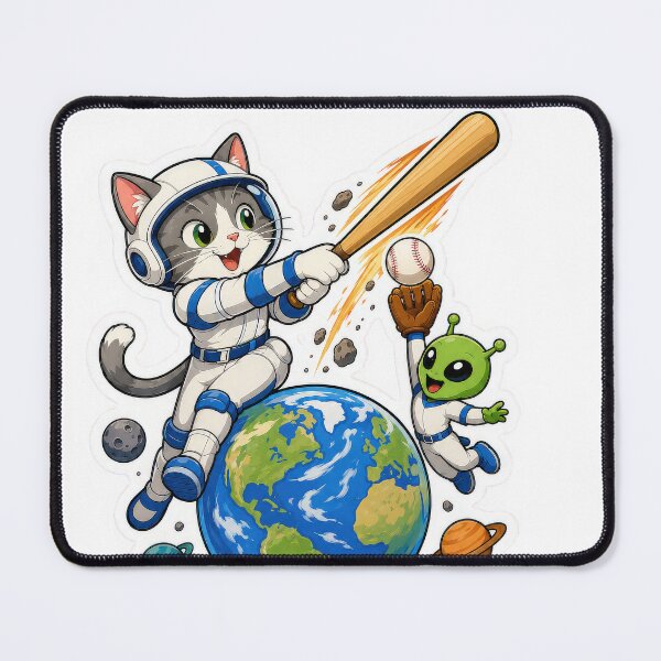 Item preview, Space Cat Alien Baseball Sticker designed and sold by Grafititee.