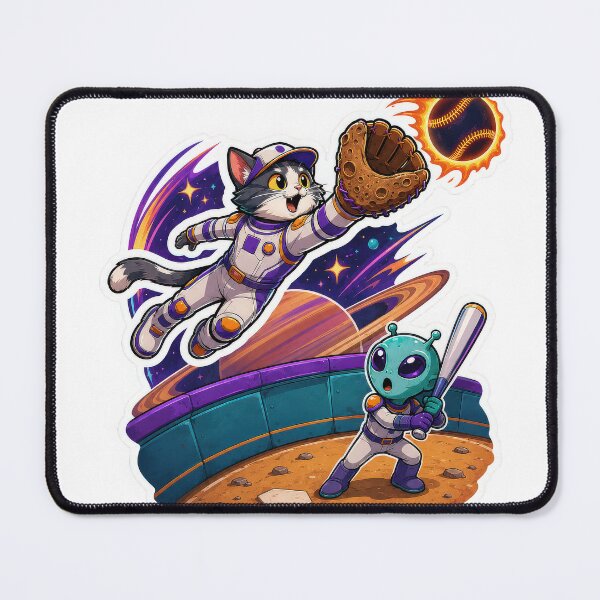 Item preview, Space Cat Alien Baseball Sticker designed and sold by Grafititee.