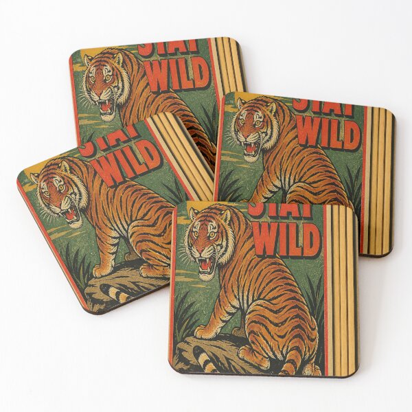 Item preview, Vintage Retro Matchbox Art Stay Wild Tiger Pop Poster designed and sold by Gameshalah's Designs Hub.
