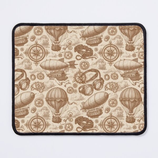 Item preview, Steampunk Airship Balloon Clockwork Gears Compass Victorian Adventure Sepia Toile designed and sold by StickyGuys.