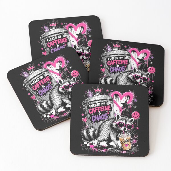 Item preview, Fueled By Caffeine & Chaos Raccoon Lover Coffee Drinker designed and sold by Hugosploosh.