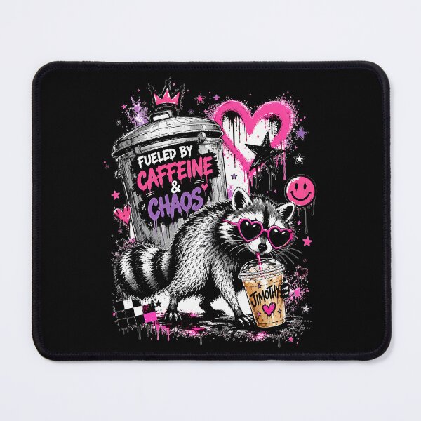 Item preview, Fueled By Caffeine & Chaos Raccoon Lover Coffee Drinker designed and sold by Hugosploosh.