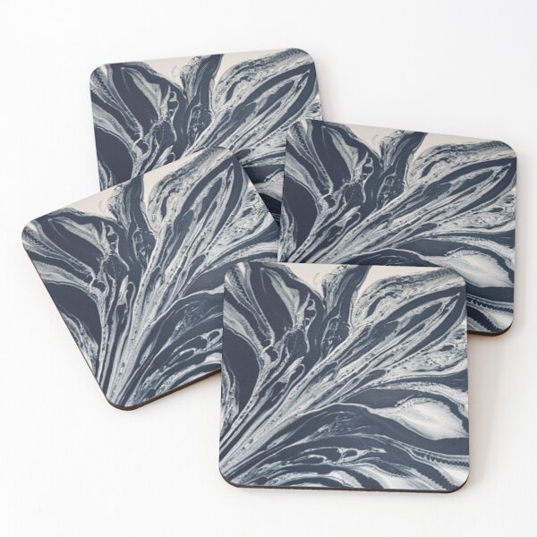 Item preview, Black and White Flower – Monochrome Floral Acrylic Pour Art designed and sold by FlowingFreedom.