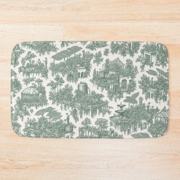 Item preview, Solarpunk Rooftop Community Garden Overgrown Green Future Hopepunk Utopia Toile designed and sold by StickyGuys.