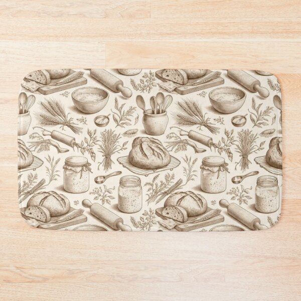 Item preview, Cottagecore Kitchen Witch Bread Baking Farmhouse Sourdough Wheat Hearth Toile designed and sold by StickyGuys.