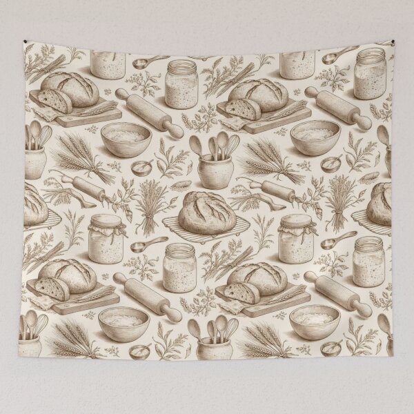 Item preview, Cottagecore Kitchen Witch Bread Baking Farmhouse Sourdough Wheat Hearth Toile designed and sold by StickyGuys.