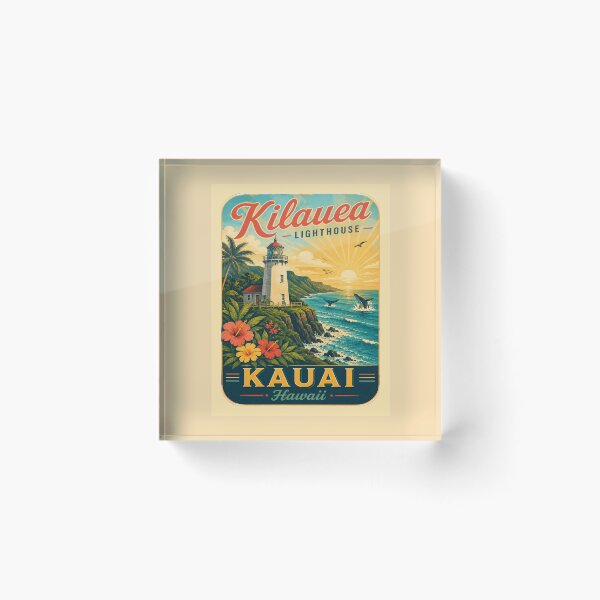 Item preview, Kilauea Lighthouse Kauai Hawaii Retro Travel Poster Shirt | Vintage Hawaiian Coastal Cliff & Pacific Ocean Vacation Design designed and sold by Globalcitytees.