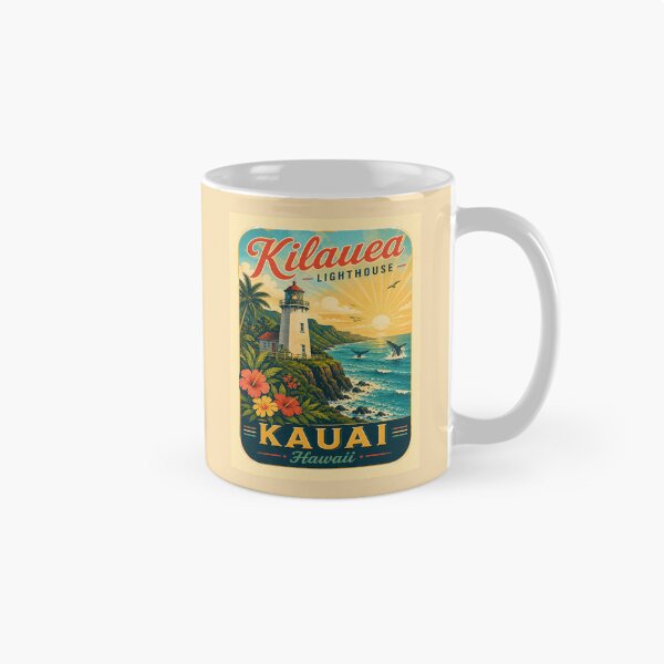 Item preview, Kilauea Lighthouse Kauai Hawaii Retro Travel Poster Shirt | Vintage Hawaiian Coastal Cliff & Pacific Ocean Vacation Design designed and sold by Globalcitytees.