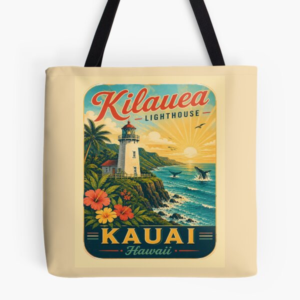 Item preview, Kilauea Lighthouse Kauai Hawaii Retro Travel Poster Shirt | Vintage Hawaiian Coastal Cliff & Pacific Ocean Vacation Design designed and sold by Globalcitytees.