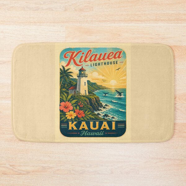 Item preview, Kilauea Lighthouse Kauai Hawaii Retro Travel Poster Shirt | Vintage Hawaiian Coastal Cliff & Pacific Ocean Vacation Design designed and sold by Globalcitytees.