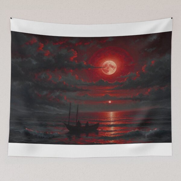 Item preview, Lone Boatman Under the Blood Moon designed and sold by Feble.