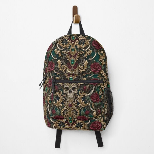 Item preview, Maximalist Baroque Skull Rose Ornate Gothic Jewel Tone Luxury Damask Toile designed and sold by StickyGuys.