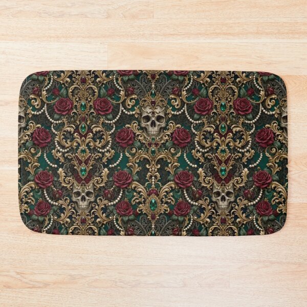 Item preview, Maximalist Baroque Skull Rose Ornate Gothic Jewel Tone Luxury Damask Toile designed and sold by StickyGuys.