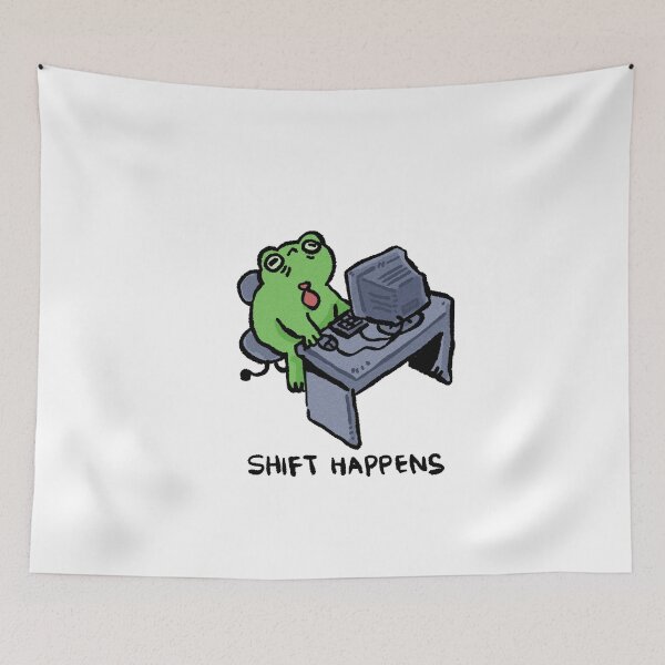 Item preview, Shift Happens Overworked Office Frog designed and sold by Childish by Design.