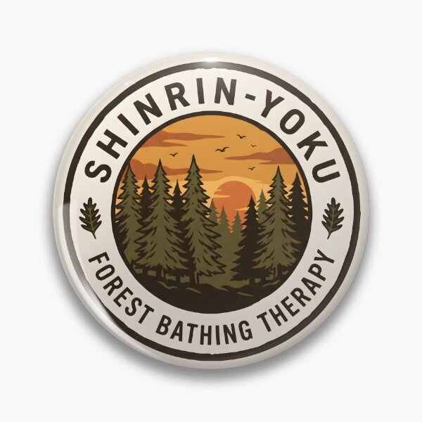 Item preview, Shinrin Yoku Forest Bathing Therapy Vintage Outdoor Badge designed and sold by SplashTastic.