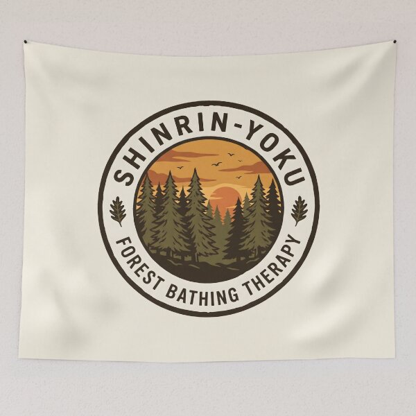 Item preview, Shinrin Yoku Forest Bathing Therapy Vintage Outdoor Badge designed and sold by SplashTastic.