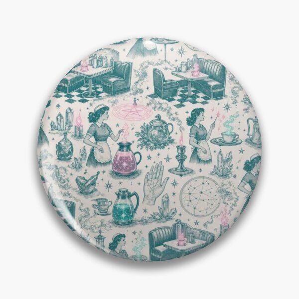 Item preview, Retro 1950s Diner Occult Cosmic Spell Checkerboard Neon Kitsch Witchy Toile designed and sold by StickyGuys.