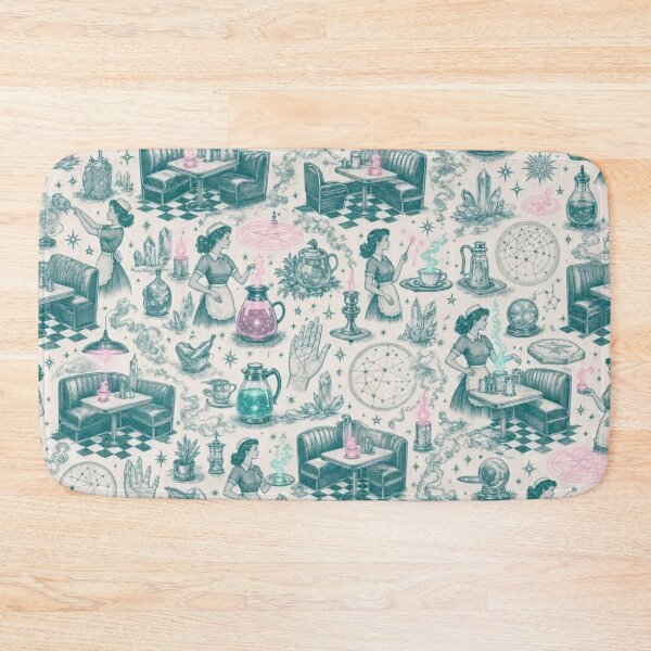 Item preview, Retro 1950s Diner Occult Cosmic Spell Checkerboard Neon Kitsch Witchy Toile designed and sold by StickyGuys.