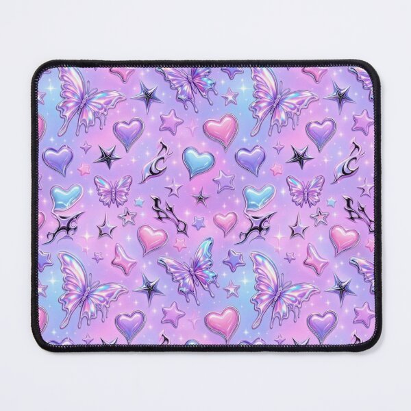 Item preview, Y2K Pastel Goth Chrome Butterfly Heart Holographic 2000s Nostalgia Cyber Fairy Toile designed and sold by StickyGuys.