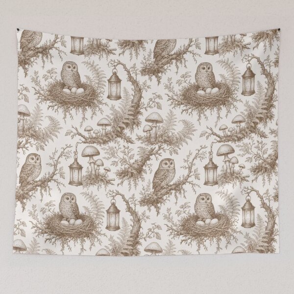 Item preview, Cottagecore Owl Nest Woodland Moss Egg Lantern Forest Wisdom Bird Toile designed and sold by StickyGuys.