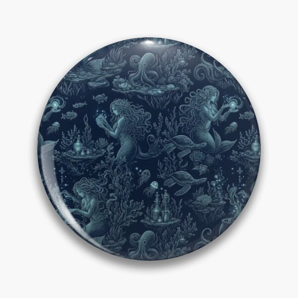Item preview, Mermaid Witch Coven Underwater Coral Cauldron Bioluminescent Deep Sea Fantasy Toile designed and sold by StickyGuys.