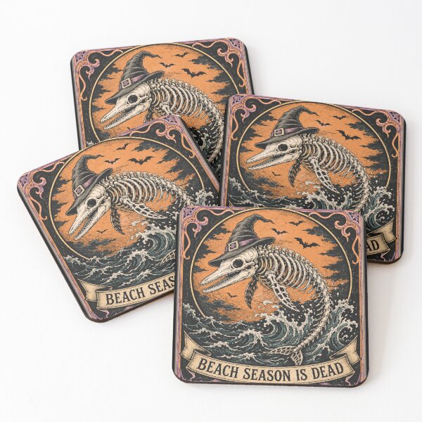 Item preview, Beach Season Is Dead Let's Move On To Halloween - Spooky Skeleton Dolphin Design designed and sold by tellia-kallisto.