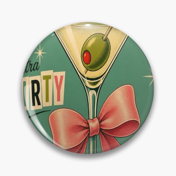 Item preview, Quirky Retro Martini Cocktail Glass Pink Ribbon Kitchen Pop Art designed and sold by Gameshalah's Designs Hub.