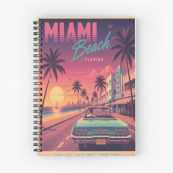 Artikelvorschau, Retro-Synthwave-Poster aus den 1980er Jahren: Cabriolet bei Sonnenuntergang am Strand entworfen und verkauft von Gameshalah's Designs Hub.