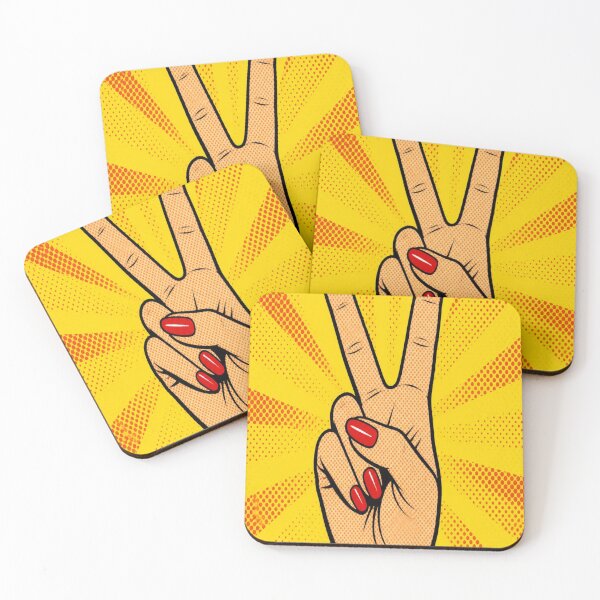 Item preview, Retro Comic Book Style Peace Sign Hand Red Nails Wall Art designed and sold by Gameshalah's Designs Hub.