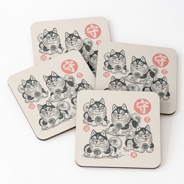 Item preview, Four Guardian Shiba Inu Dogs Decorative Badges designed and sold by EdvvinStudios.
