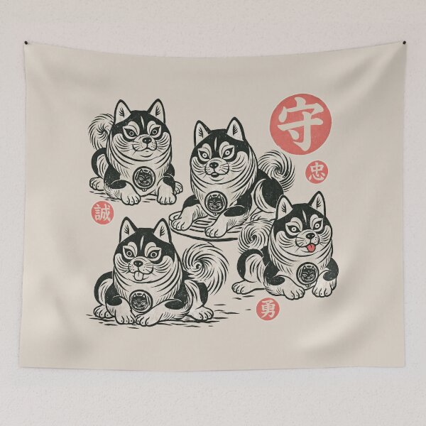 Item preview, Four Guardian Shiba Inu Dogs Decorative Badges designed and sold by EdvvinStudios.