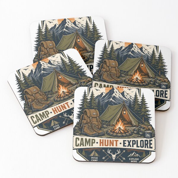 Item preview, Camp Hunt Explore Outdoor Adventure Camping Badge Design designed and sold by WearTheVibe Store.