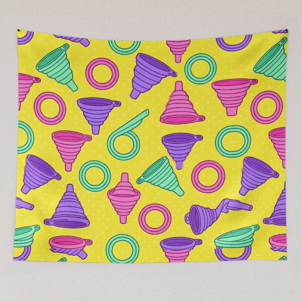 Item preview, Funky Collapsible Funnels and Rings Bright Yellow Pattern designed and sold by SplashTastic.